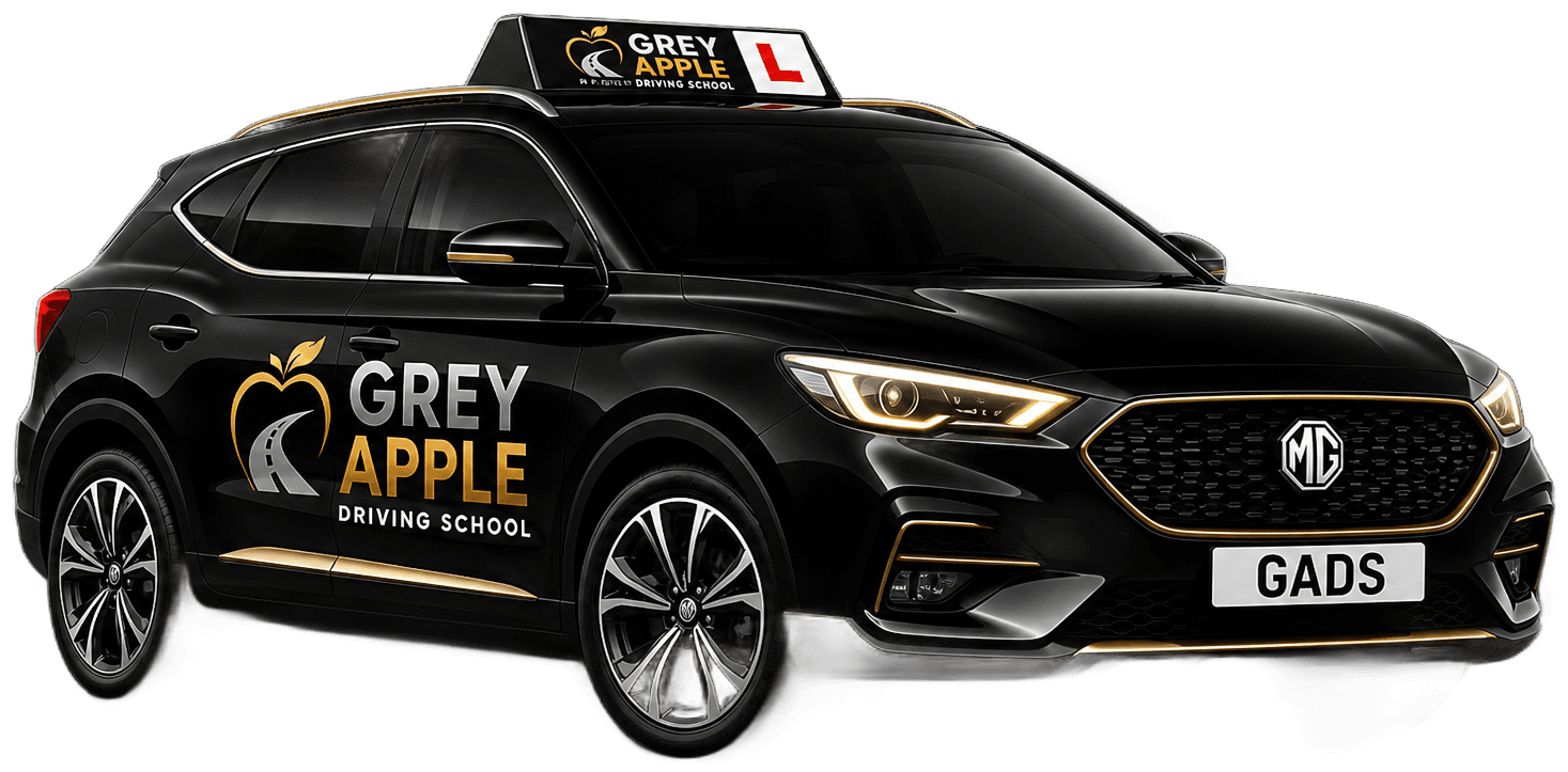 Grey Apple Driving School car